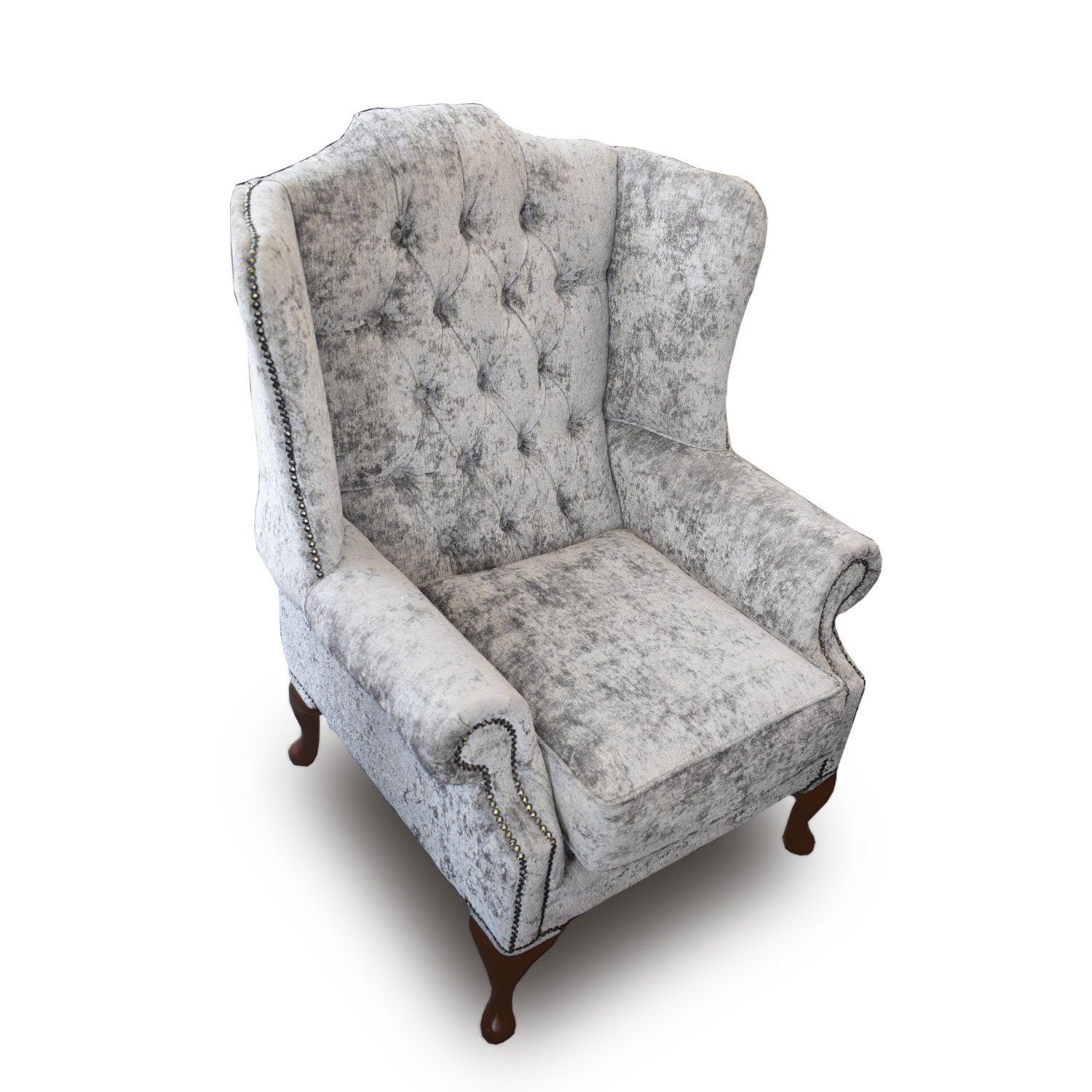 Chesterfield Grey Fabric Armchair