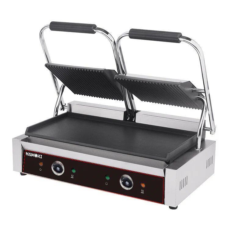 Hamoki Twin Contact Grill (Ribbed Top & Smooth Bottom)