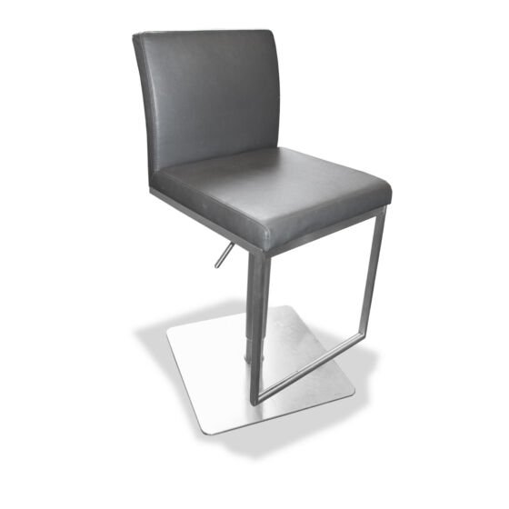 Grey Leather Barstool x2