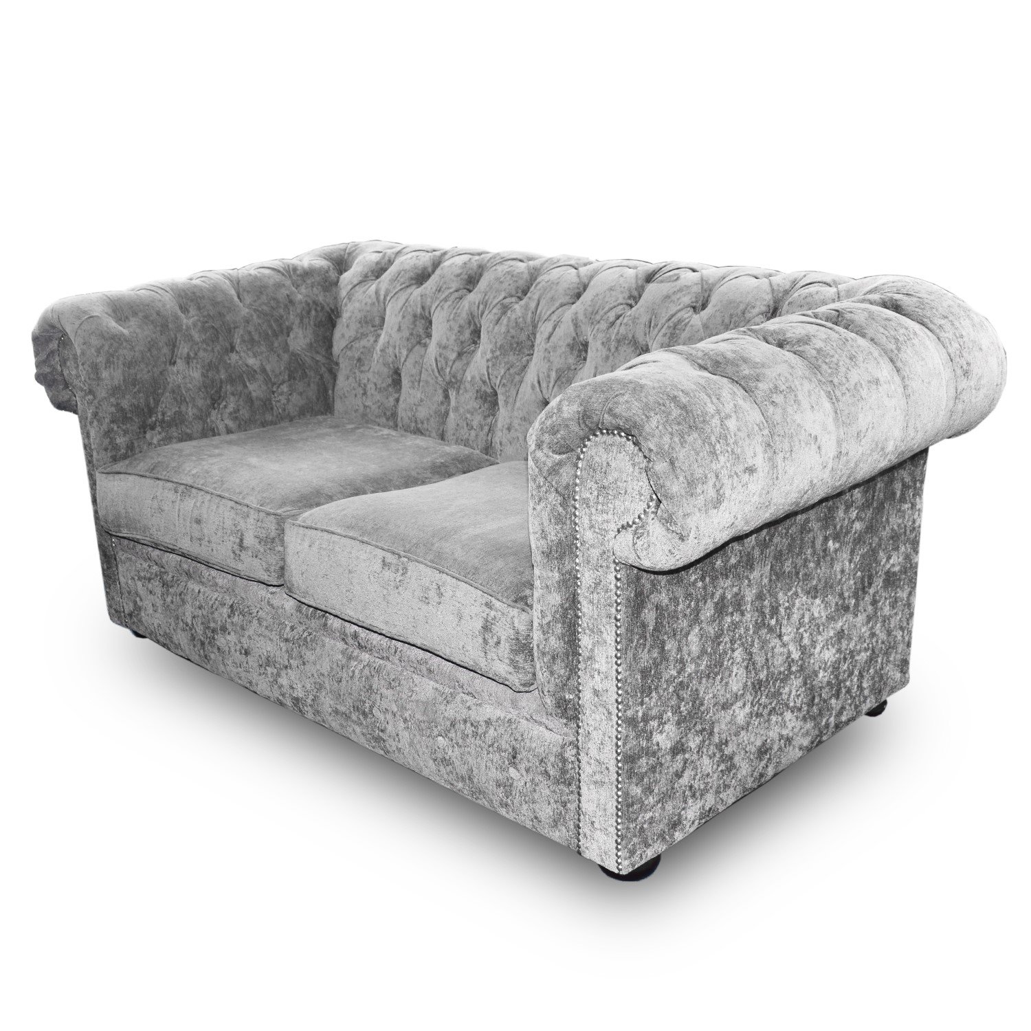 Chesterfield Grey Fabric 2 Seater Sofa