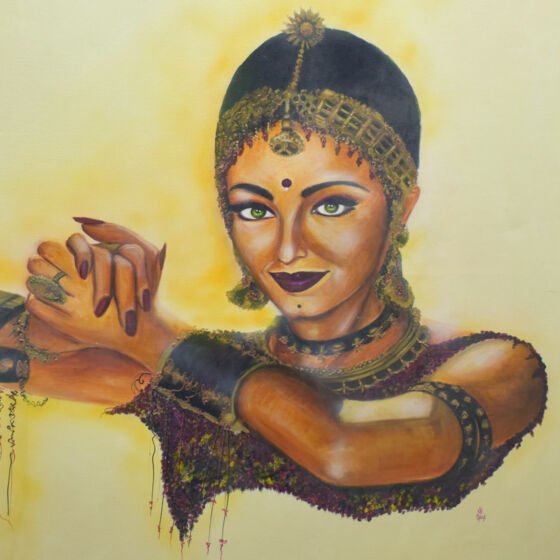 Indian Lady Acrylic on Canvas Painting