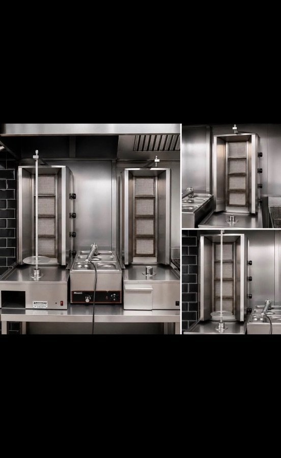 2 Donner Kebab Burners & Commercial Bain Marie with Drain Tap — 3x GN1/3 Included